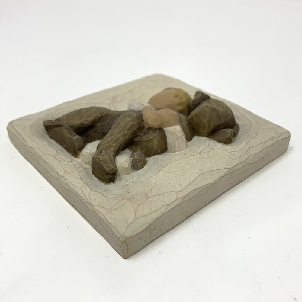 Willow Tree "A Boundless Love" Hug Dog & Child - 4"x4" Plaque w Box 2003 - Picture 5 of 7
